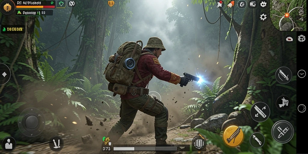 Tampilan gameplay D73 dengan aksi tembak-menembak yang intens.