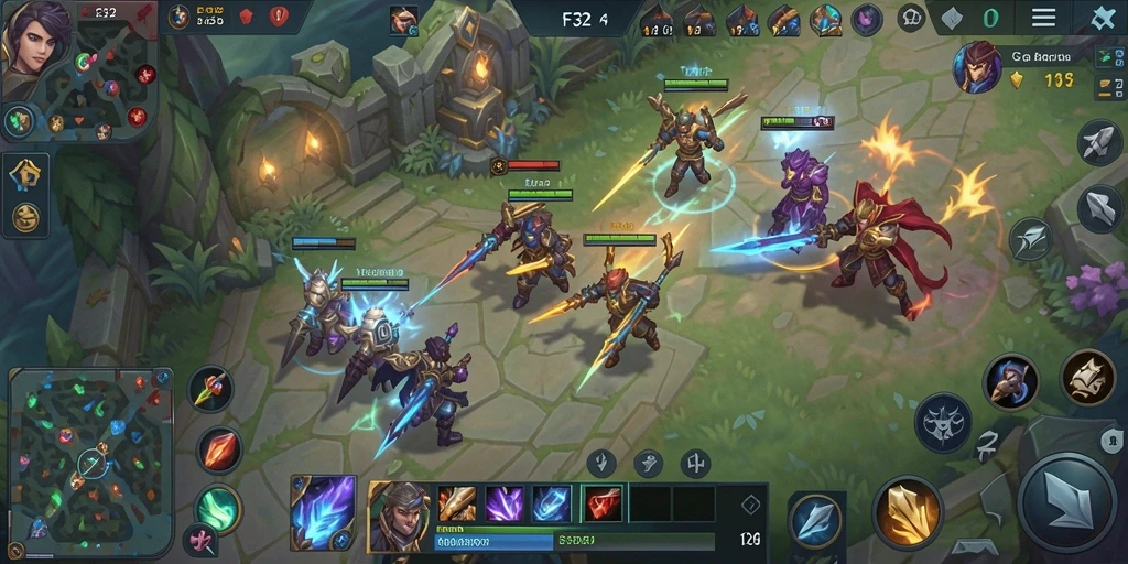 Screenshot gameplay seru F32 di arena pertarungan.