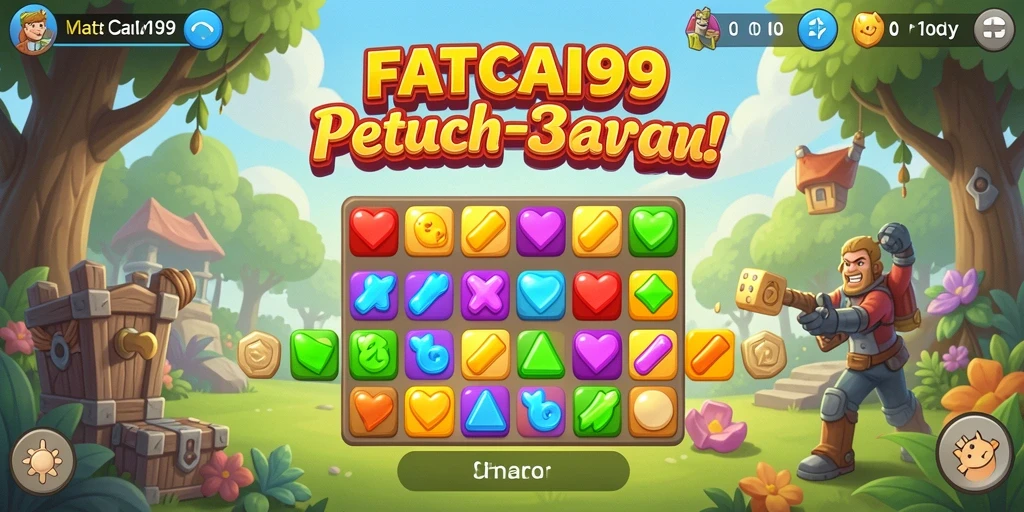 Tampilan gameplay FATCAI99 dengan elemen warna-warni Match-3 yang menarik.
