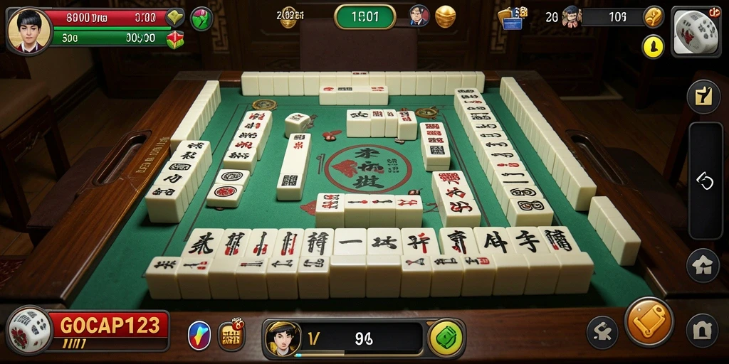 Tampilan gameplay seru di GOCAP123 dengan Mahjong klasik.