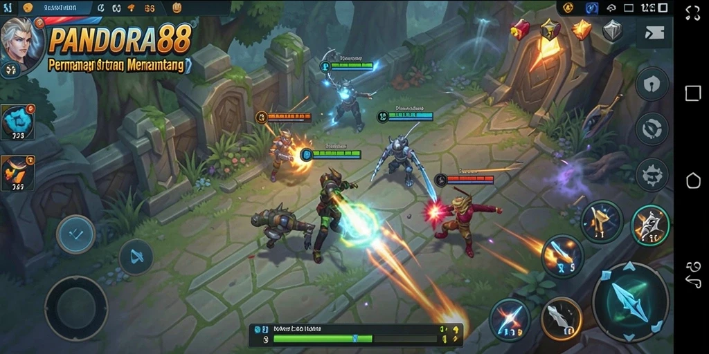 Screenshot gameplay PANDORA88 menampilkan pertempuran strategis yang menegangkan.
