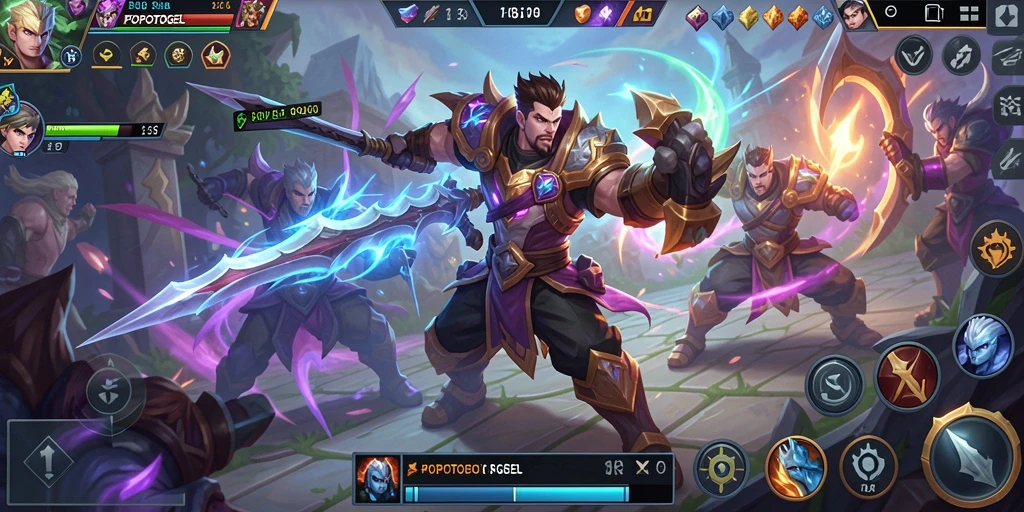 Screenshot gameplay <strong>POPOTOGEL</strong> menampilkan aksi seru di dalam arena MOBA.