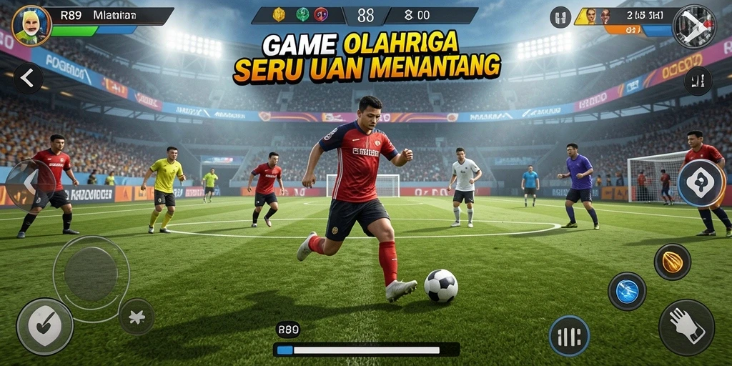 Screenshot gameplay RR89 yang menampilkan pertandingan olahraga seru.
