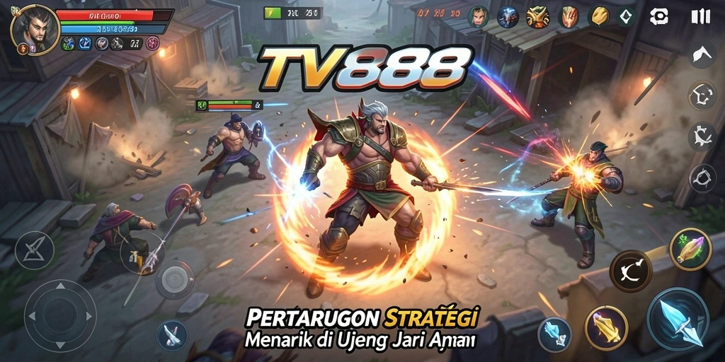 Screenshot gameplay TV888 menampilkan pertarungan strategi yang mendebarkan.