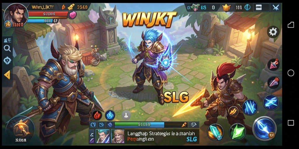 Tampilan gameplay dinamis dalam WINJKT saat membangun kerajaan.